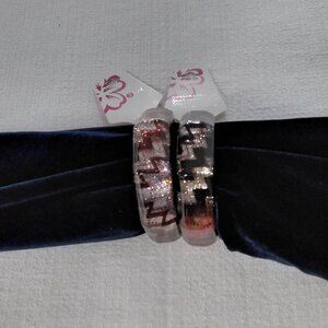 J Love bangles bracelet Set of 2 Chunky Acrylic Beach Pool Travel Sparkle Bold